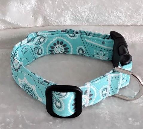 Teal Ocean Blue Bandana Dog Collar